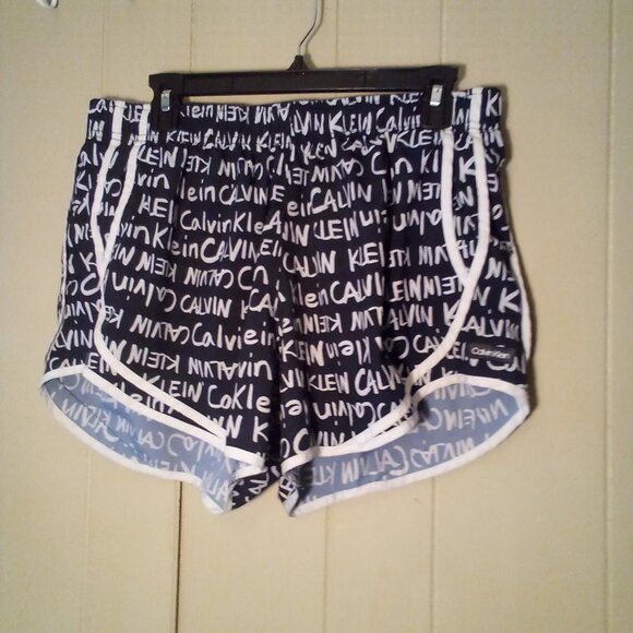 Calvin Klein Shorts Women L Athletic Active Running Spell Out Liner Black White - Picture 2 of 13